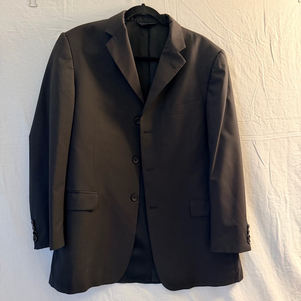 Burberry London Blazer 42R Black 100% Wool Union Made USA Luxury Preppy Classic